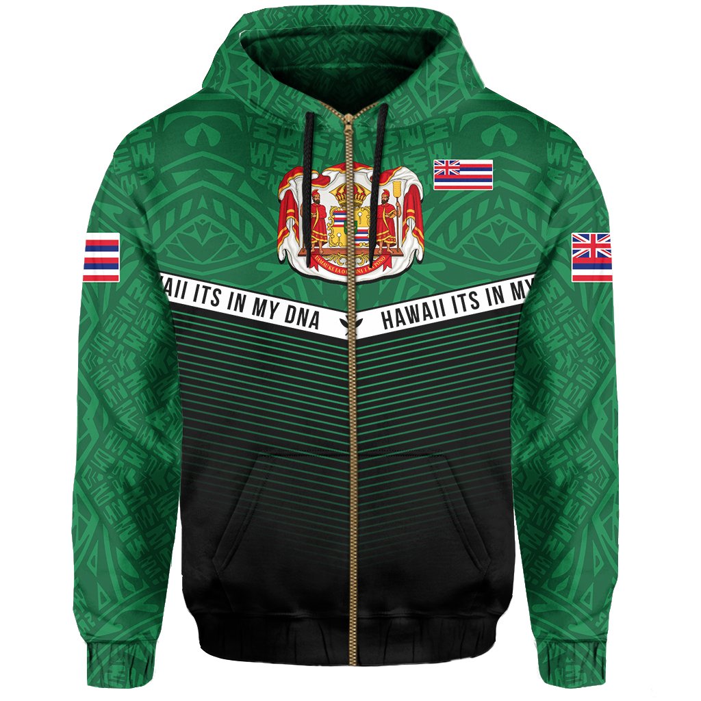 Hawaii Polynesian Zipper Hoodie Green Mix Style - Polynesian Pride