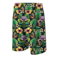 Hawaii Hibiscus And Plumeria Green Board Shorts - Polynesian Pride