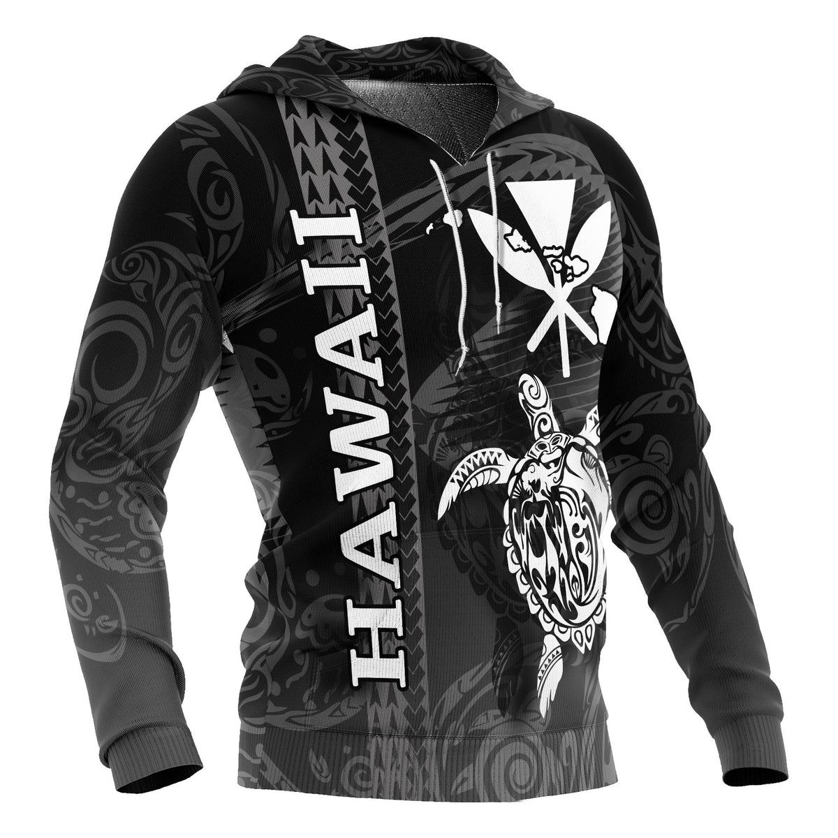 Polynesian Hawaii Hoodie Turtle Eternity Black - Polynesian Pride
