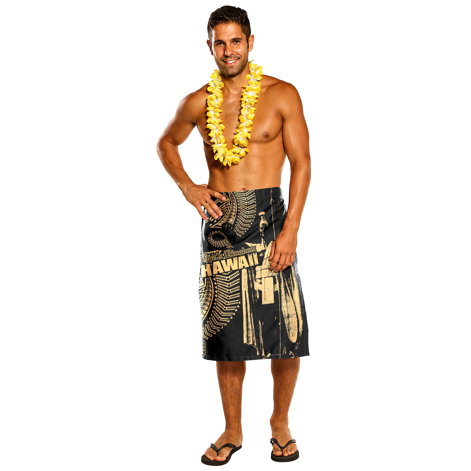 Hawaii Lavalava - Hawaii God's Of Kingdom One Size Black - Polynesian Pride