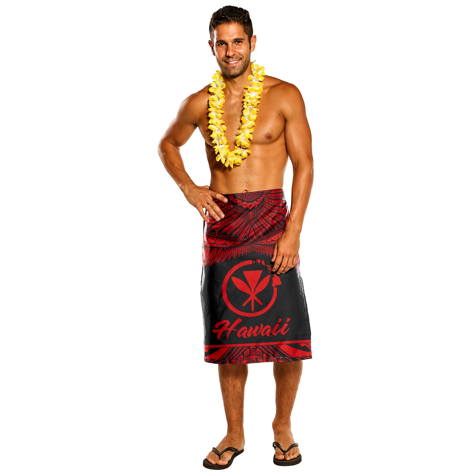 Hawaii Lavalava - Hawaiian Pride Red Version One Size Black - Polynesian Pride
