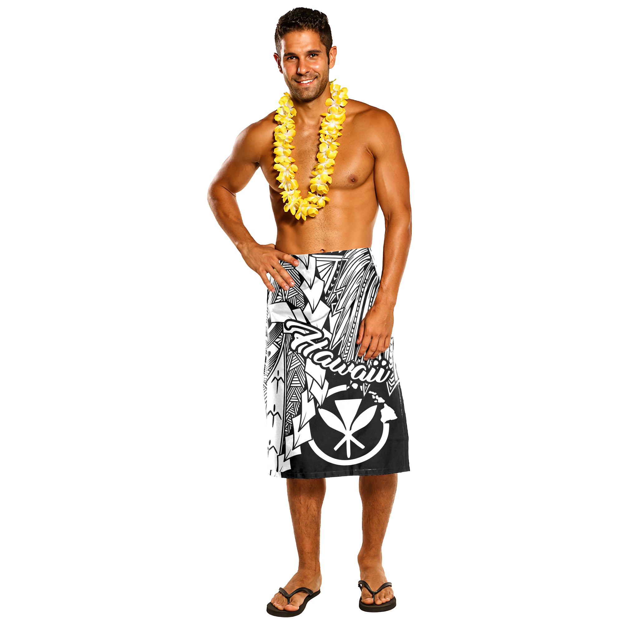 Hawaii Lavalava - Tribal Wave Tattoo White One Size Black - Polynesian Pride