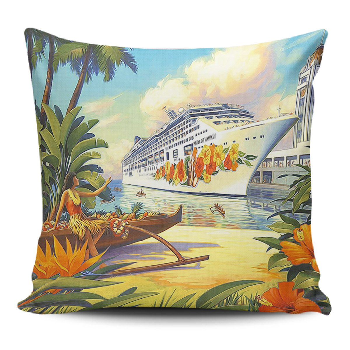 Hawaii Modern Pillow Covers One Size Zippered Pillow Case 18"x18"(Twin Sides) Black - Polynesian Pride