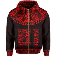 Hawaii Kanaka Polynesian Zipper Hoodie Divinity Red - Polynesian Pride