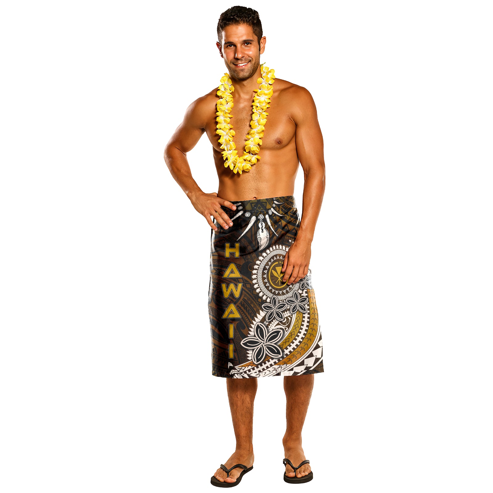 Hawaii Polynesian Lavalava - Polynesian Boar Tusk One Size Brown - Polynesian Pride