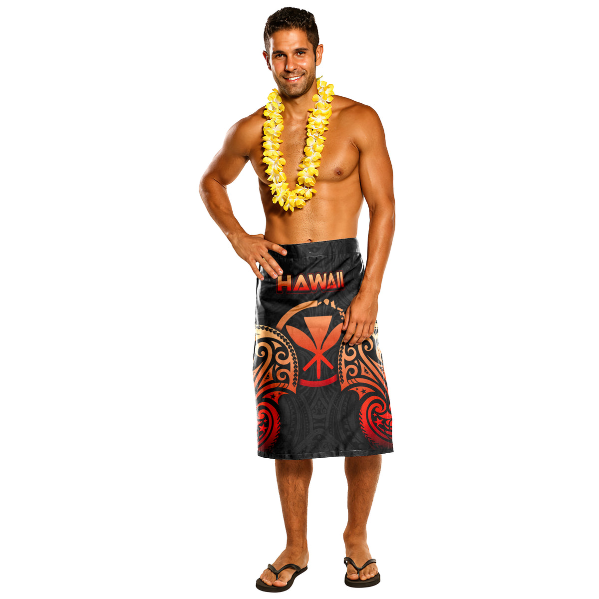 Hawaii Polynesian Lavalava - Spirit Red Version One Size Black - Polynesian Pride