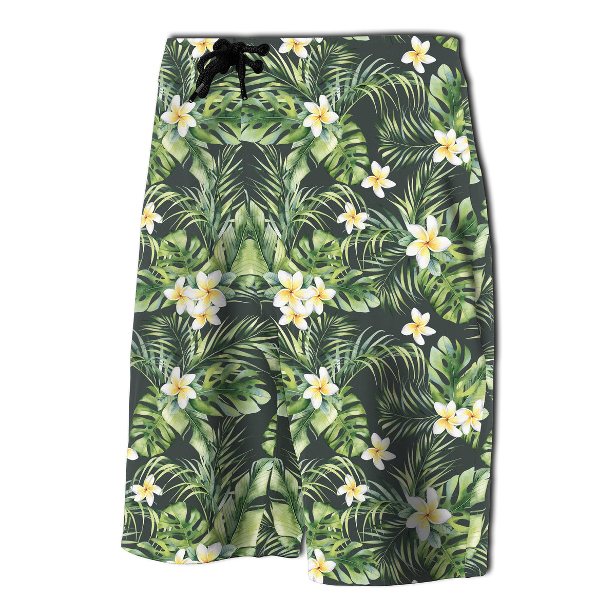 Hawaii Summer Plumerias Flowers Palm Tree Monstera Board Shorts - Polynesian Pride