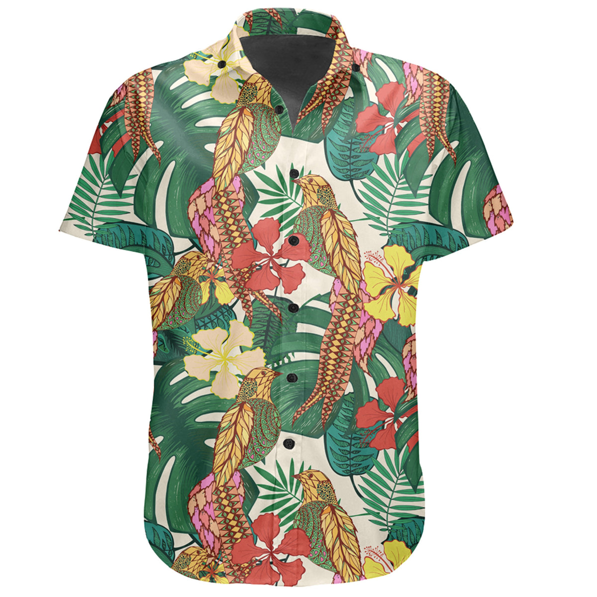 Hawaiian Shirt - Tropical Leaves Flowers And Birds Floral Jungle Shirt - Polynesian Pride