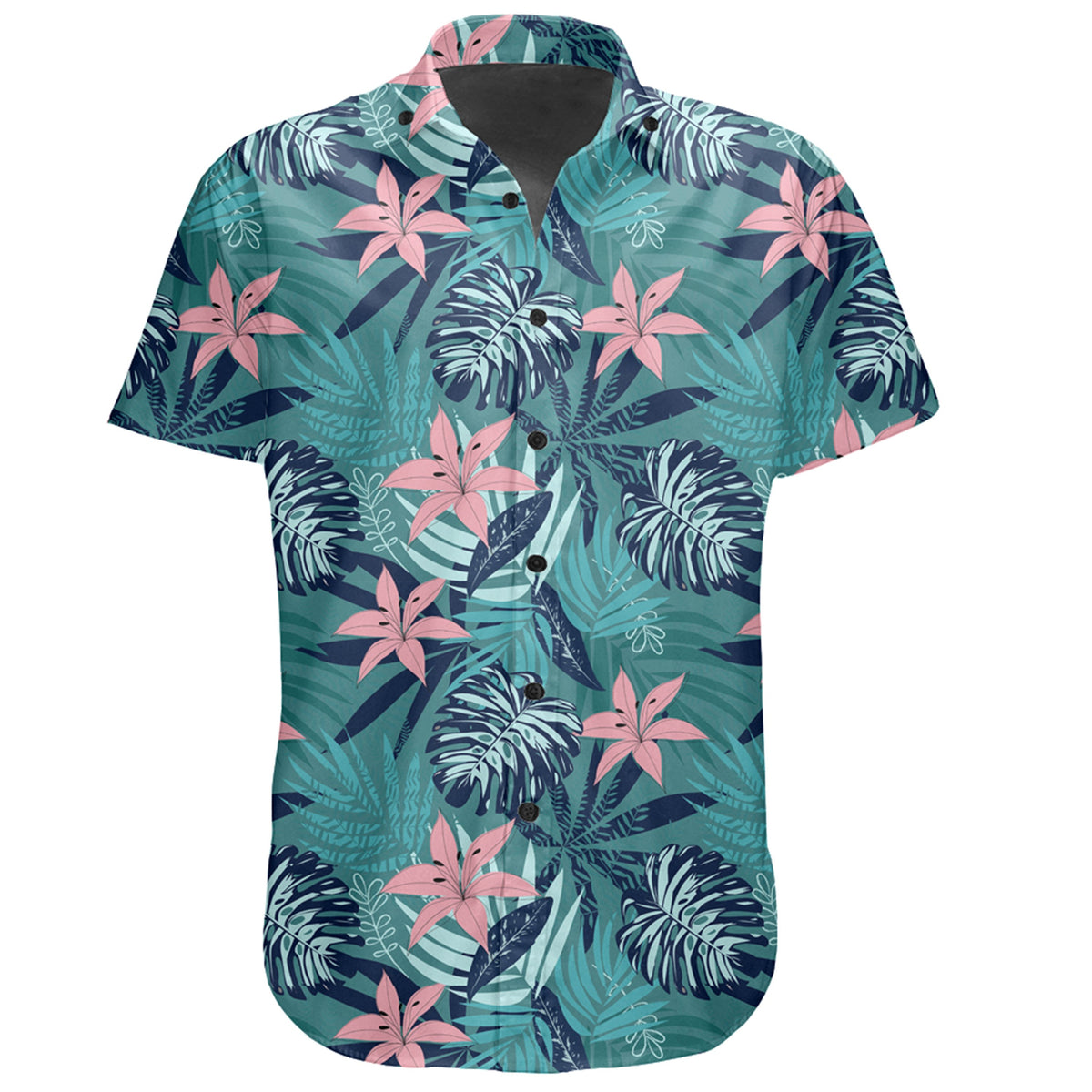 Hawaiian Shirt - Tropical Monstera Leaf Blue Shirt - Polynesian Pride