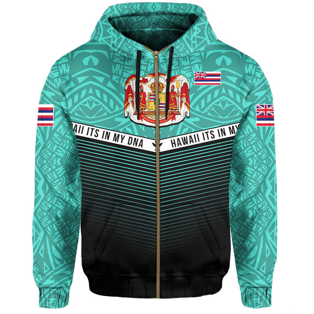 Hawaii Polynesian Zipper Hoodie Turquoise Mix Style - Polynesian Pride