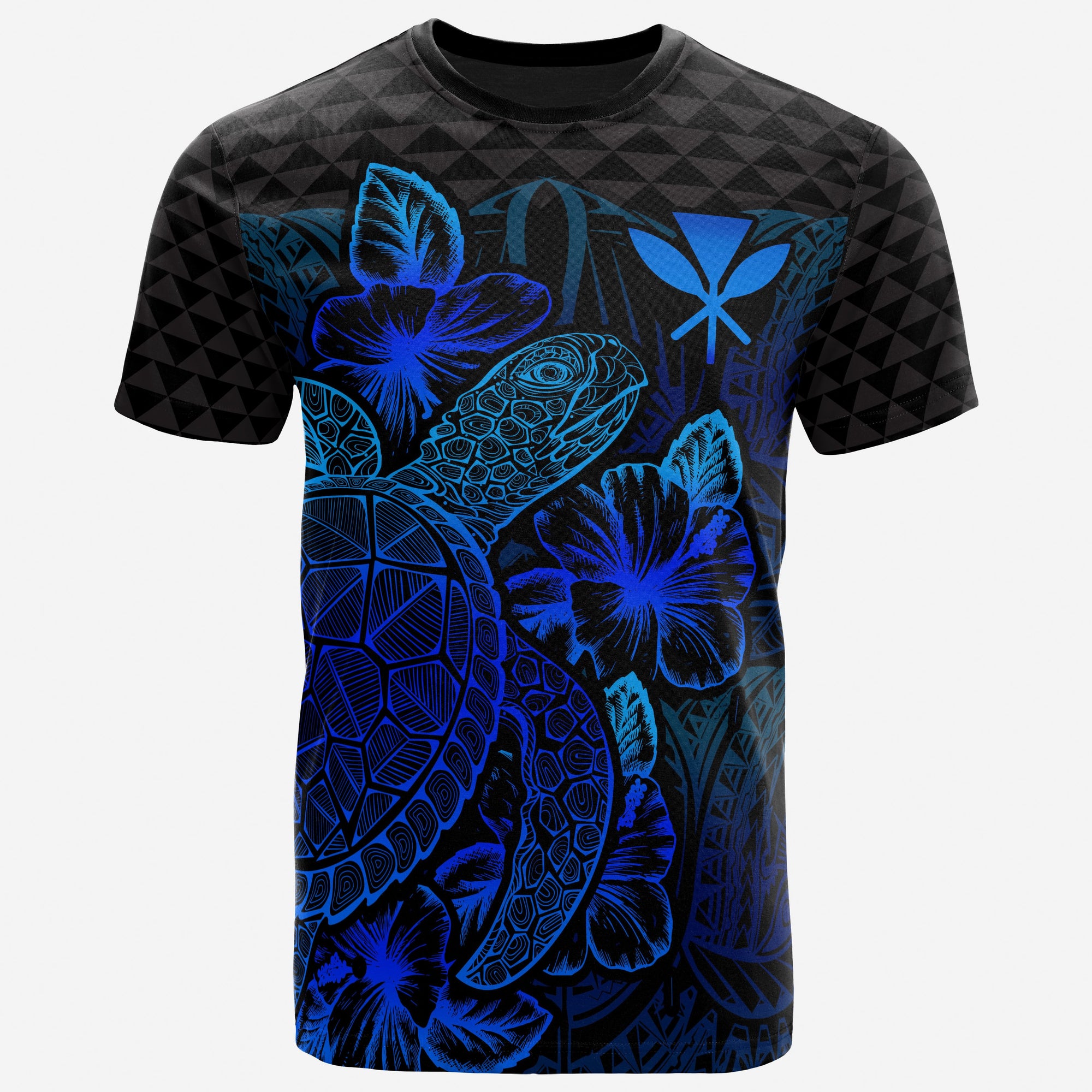 Hawaii Polynesian T Shirt Kanaka Maoli Turtle Hibiscus Blue Unisex Blue - Polynesian Pride