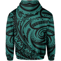 Kakau Turquoise Hawaii Warrior Football Hoodie (Zip) - Polynesian Pride