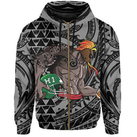 Kakau White Hawaii Warrior Football Hoodie (Zip) - Polynesian Pride
