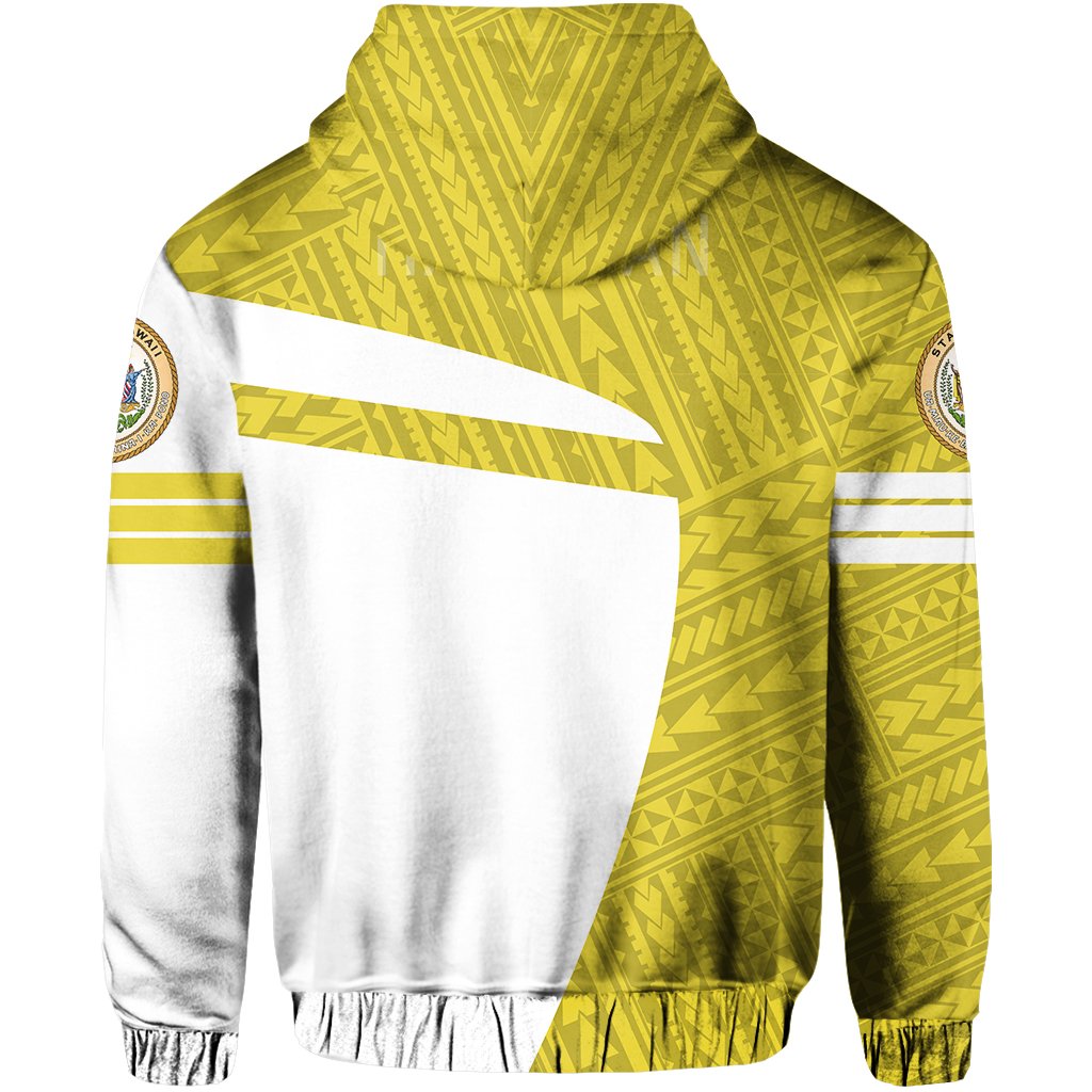 Hawaii Polynesian Sport Zipper Hoodie Yellow Premium Style - Polynesian Pride