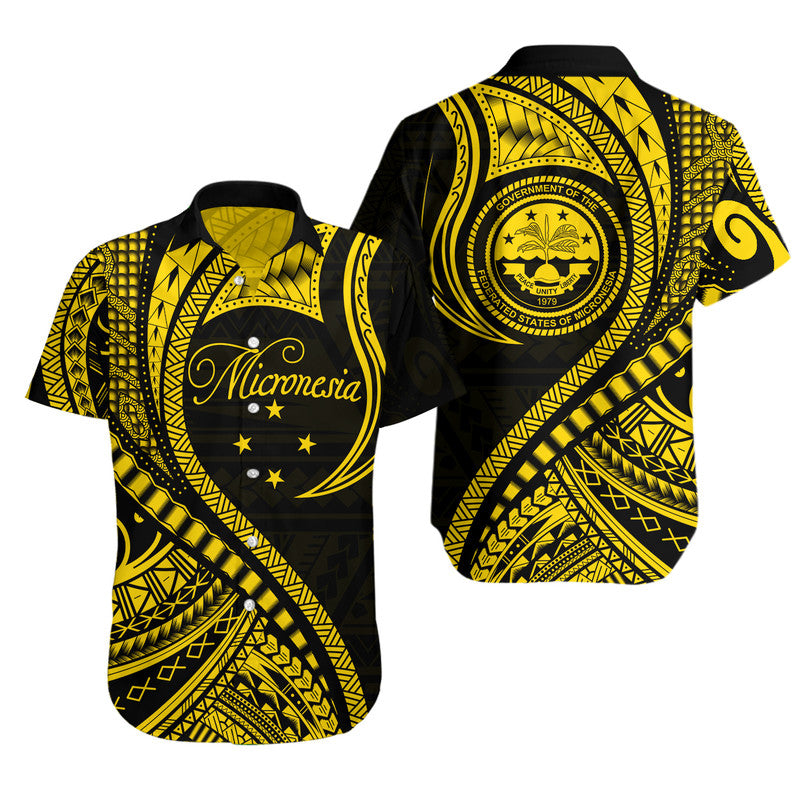 Federated States of Micronesia Hawaiian Shirt Gold Polynesian Wave Style LT9 Unisex Gold - Polynesian Pride