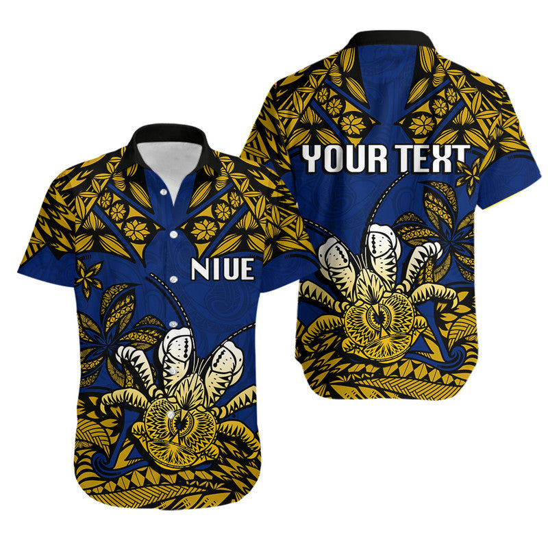 Niue Uga Matching Dress and Hawaiian Shirt Tribal Patterns Blue Style LT6 - Polynesian Pride