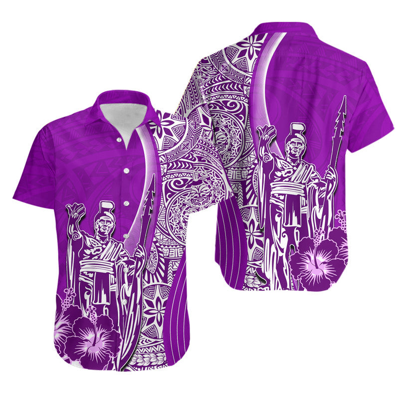 Hawaiian King Kamehameha Hawaiian Shirt Vibe Purple Style LT6 Purple - Polynesian Pride