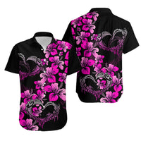 Polynesian Valentine Matching Dress and Hawaiian Shirt Hibiscus Flowers Pink Style LT6 - Polynesian Pride