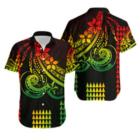 Kakau Hawaiian Polynesian Couples Matching Outfits Combo Long Sleeve Dress And Hawaiian Shirt Reggage LT6 - Polynesian Pride