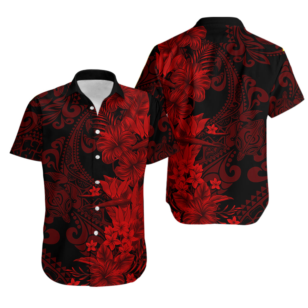 Hawaii Flowers Mix Tribal Pattern Hawaiian Shirt LT6 Unisex Red - Polynesian Pride