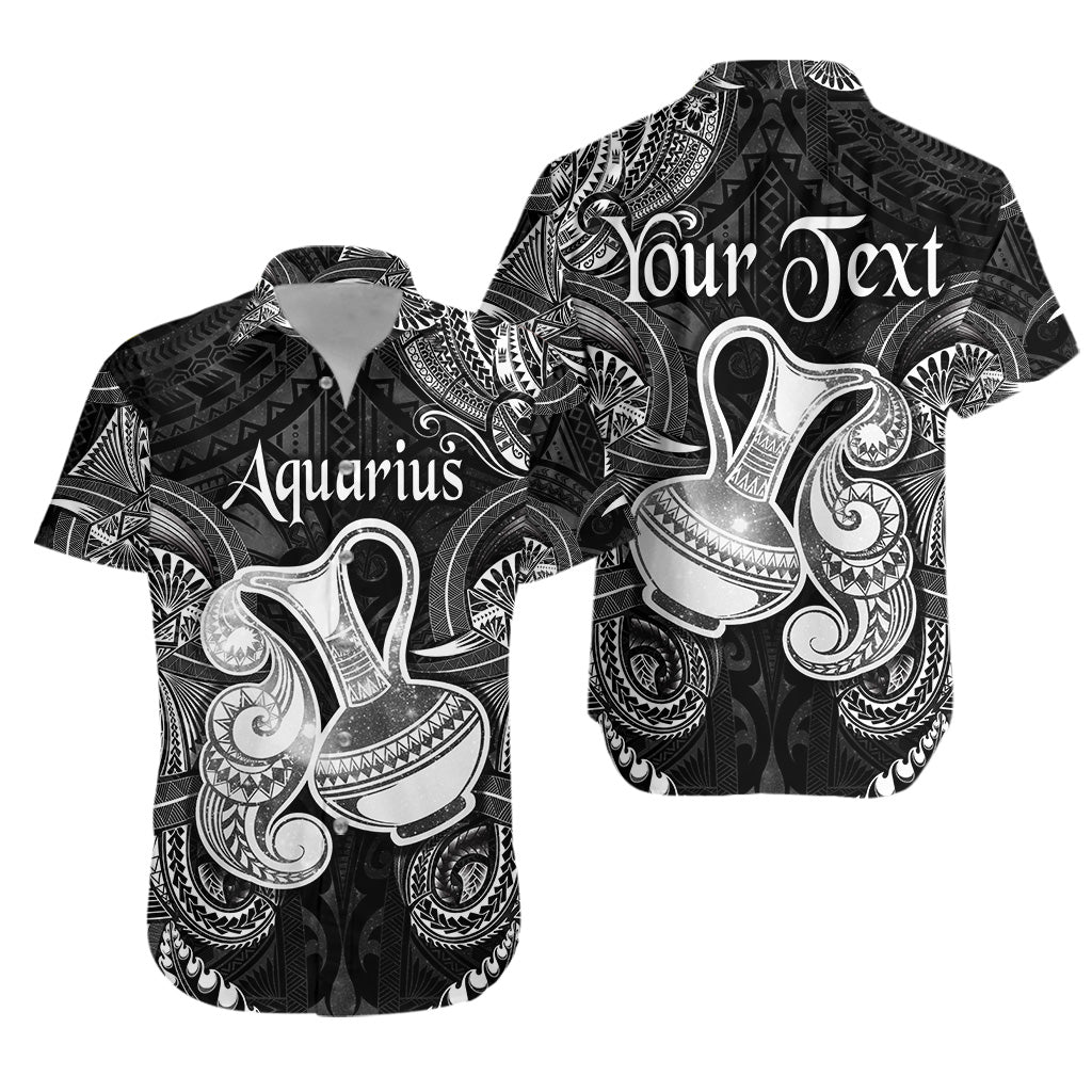 (Custom Personalised) Aquarius Zodiac Polynesian Hawaiian Shirt Unique Style - Black LT8 - Polynesian Pride