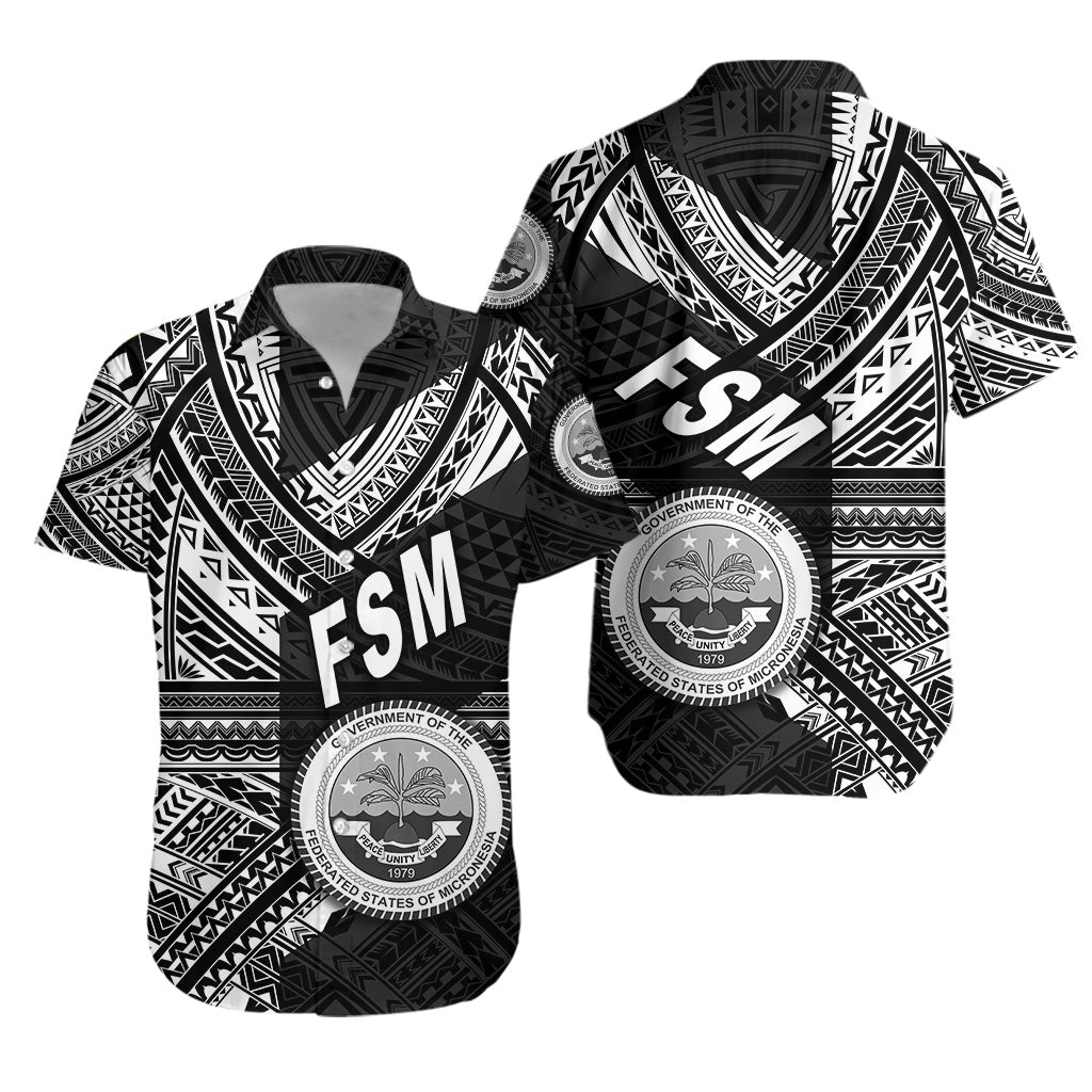 Federated States of Micronesia Hawaiian Shirt FSM Original Style - Black LT8 Unisex Black - Polynesian Pride