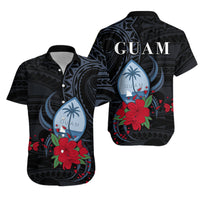 Guam Hawaiian Shirt Polynesian Flowers Version Black LT13 Unisex Black - Polynesian Pride