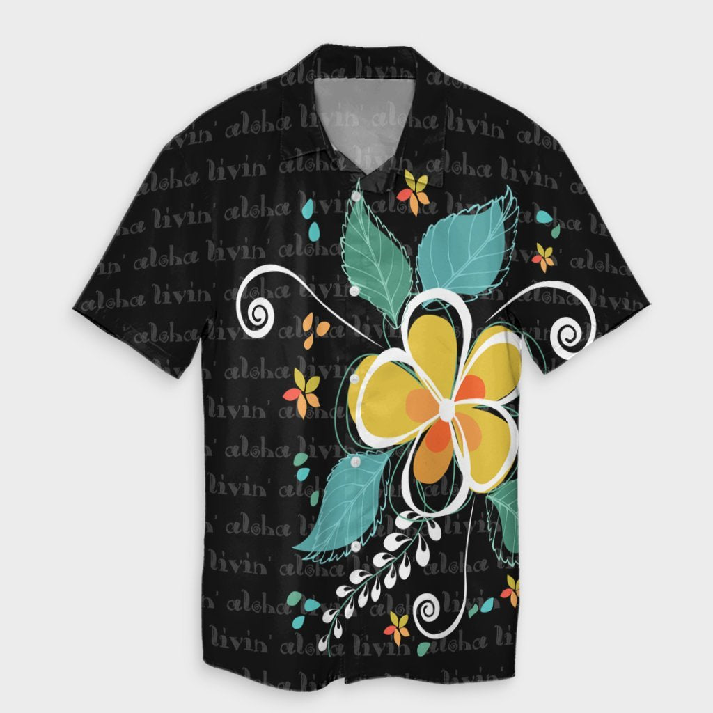 Hawaiian Aloha Plumeria Polynesian Hawaiian Shirt - AH - AH Unisex Black - Polynesian Pride