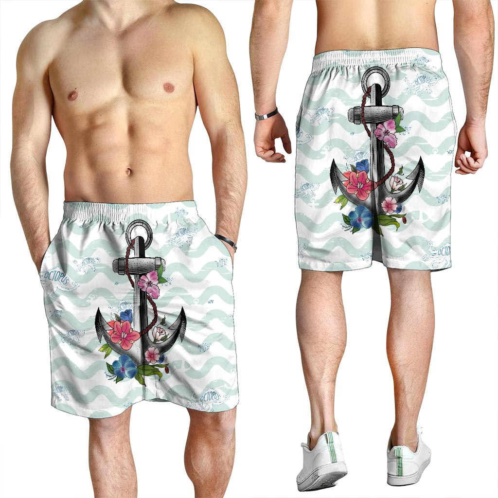 Hawaiian Anchor Hibiscus Wave Men's Shorts - AH - Polynesian Pride