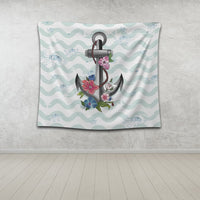 Hawaiian Anchor Hibiscus Wave Tapestry - AH - Polynesian Pride