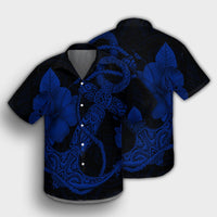 Hawaiian Anchor Poly Tribal Hibiscus Polynesian Hawaiian Shirt Blue - AH - Polynesian Pride