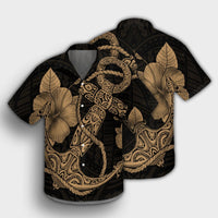 Hawaiian Anchor Poly Tribal Hibiscus Polynesian Hawaiian Shirt Gold - AH - Polynesian Pride