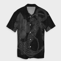 Hawaiian Anchor Poly Tribal Hibiscus Polynesian Hawaiian Shirt Gray - AH Unisex Black - Polynesian Pride