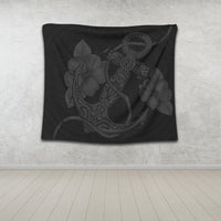 Hawaiian Anchor Poly Tribal Hibiscus Polynesian Tapestry Gray - AH - Polynesian Pride