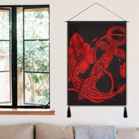 Hawaiian Anchor Poly Tribal Hibiscus Polynesian Hanging Poster Red - AH - Polynesian Pride