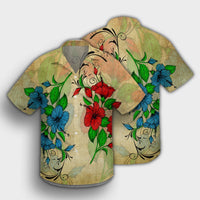 Hawaiian Blue And Red Hibiscus Polynesian Hawaiian Shirt - AH - Polynesian Pride