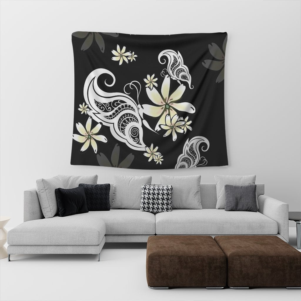 Hawaiian Butterfly Plumeria Polynesian Tapestry - AH - Polynesian Pride