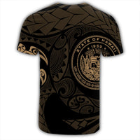 Hawaiian Coat of Arms Turtle Polynesian T Shirt Gold - Polynesian Pride