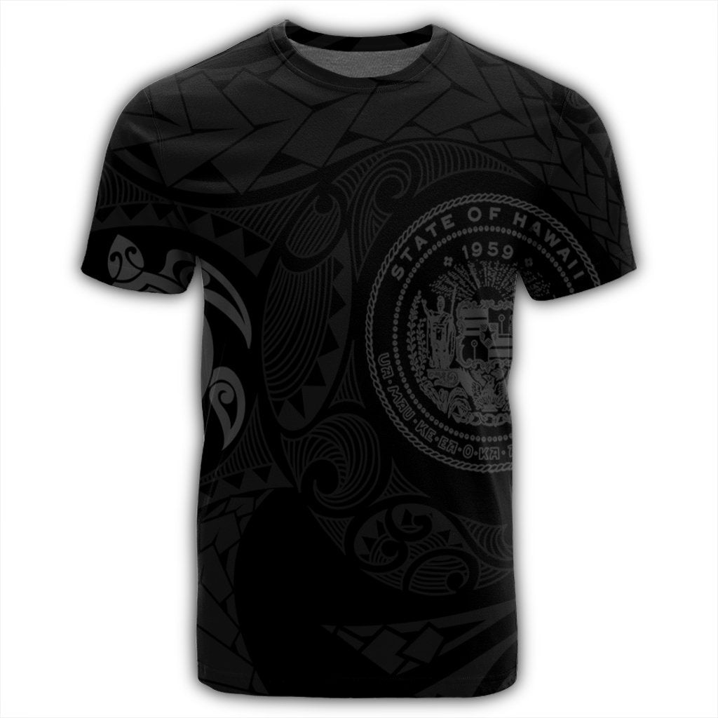 Hawaiian Coat of Arms Turtle Polynesian T Shirt Gray - Polynesian Pride