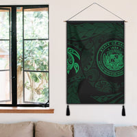 Hawaiian Coat Of Arms Turtle Polynesian Hanging Poster Green AH - Polynesian Pride