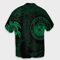 Hawaiian Coat Of Arms Turtle Polynesian Hawaiian Shirt Green AH - Polynesian Pride