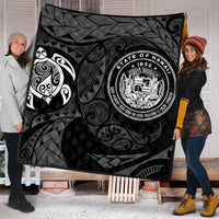 Hawaiian Coat Of Arms Turtle Polynesian Premium Quilts White AH - Polynesian Pride