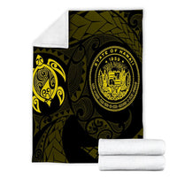 Hawaiian Coat Of Arms Turtle Polynesian Premium Blankets Yellow AH - Polynesian Pride