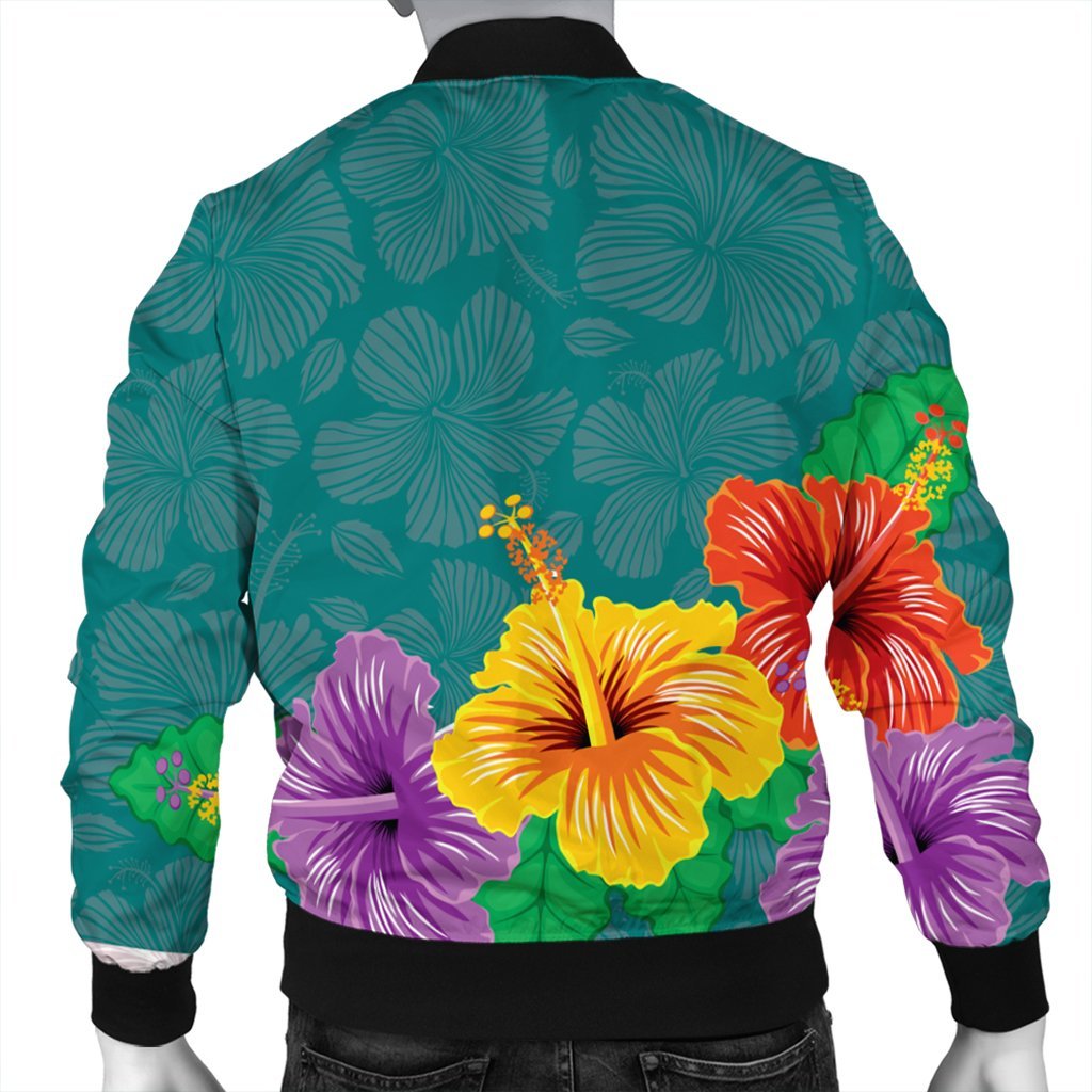 Hawaiian Colorful Hibiscus Polynesian Bomber Jacket - AH - Polynesian Pride