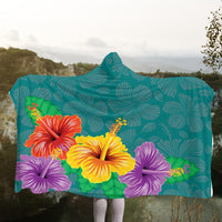 Hawaiian Colorful Hibiscus Polynesian Hooded Blanket - AH - Polynesian Pride