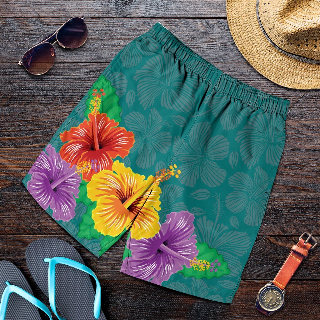 Hawaiian Colorful Hibiscus Polynesian Men's Shorts - AH Art - Polynesian Pride