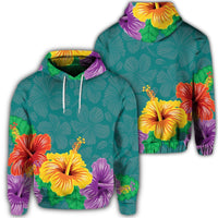 Hawaiian Colorful Hibiscus Polynesian Hoodie Unisex Art - Polynesian Pride
