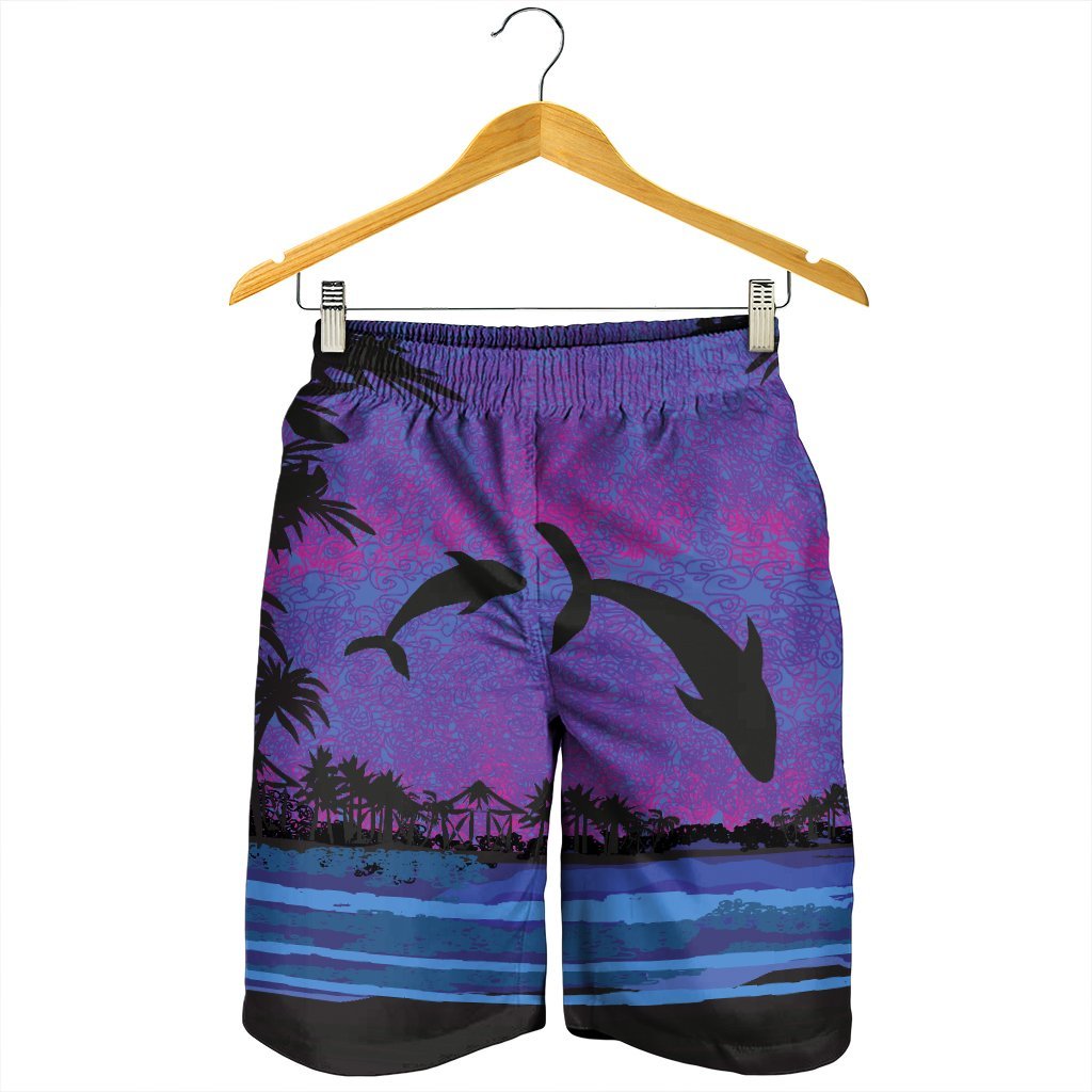 Hawaiian Dolphin In Night Polynesian Men's Shorts - AH - Polynesian Pride