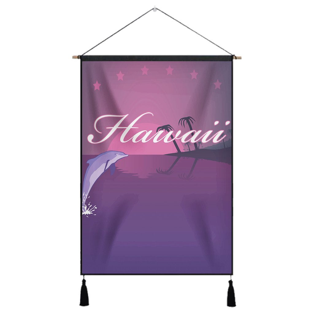 Hawaiian Dolphin Violet Polynesian Hanging Poster - AH Hanging Poster Cotton And Linen - Polynesian Pride