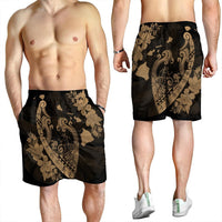 Hawaiian Fish Hook Hibiscus Banzai Surfing Polynesian Men's Shorts Gold - AH - Polynesian Pride